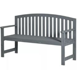 FREE DELIVERY - BRAND NEW 2 PERSON GARDEN BENCH WOODEN OUTDOOR FURNITURE WITH ARMREST GREY