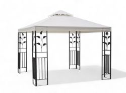FREE DELIVERY - BRAND NEW 3M X 3M OUTDOOR DECORATIVE GARDEN GAZEBO CANOPY STEEL FRAME - CREAM