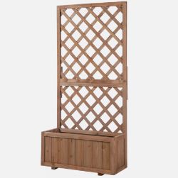 FREE DELIVERY - BRAND NEW FLOWER STAND PLANT SHELF OUTDOOR PINE W/ TROUGH PLANTER, ORANGE