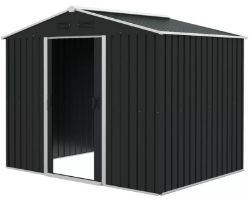 FREE DELIVERY - BRAND NEW 8 X 6FT GARDEN STORAGE SHED WITH DOUBLE SLIDING DOOR OUTDOOR GREY
