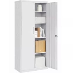 FREE DELIVERY - BRAND NEW STORAGE CABINET MULTI-PURPOSE 5-TIER STEEL CUPBOARD DOUBLE DOORS