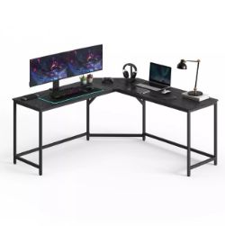 FREE DELIVERY - BRAND NEWL-SHAPED DESK GAMING DESK SPACE-SAVING EBONY BLACK AND INK BLACK LWD073B56