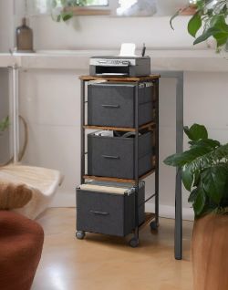 FREE DELIVERY - BRAND NEW FILING CABINET 3 DRAWERS HANGING FILE FOLDERS RUSTIC BROWN INK BLACK