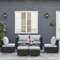 FREE DELIVERY - BRAND NEW 8PC OUTDOOR PATIO FURNITURE SET WEATHER WICKER RATTAN SOFA CHAIR BLACK