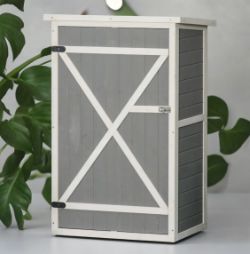 FREE DELIVERY - BRAND NEW GREY GARDEN SHED OUTDOOR TOOL STORAGE WITH 2 SHELVES, 75 X 56 X 115 CM