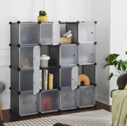 FREE DELIVERY - BRAND NEW 15-CUBE DIY STORAGE ORGANISER UNIT, PLASTIC CLOSET CABINET LPC443G01