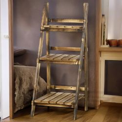 FREE DELIVERY - BRAND NEW 3-TIER FOLDING WOODEN FLOWER STAND PLANT DISPLAY FOR GARDEN PATIO
