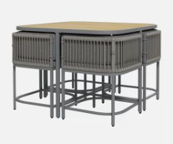 FREE DELIVERY - BRAND NEW RATTAN DINING SETS, CUBE GARDEN FURNITURE W/ SPACE-SAVING DESIGN, GREY