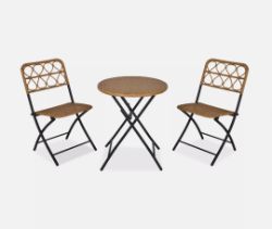 FREE DELIVERY - BRAND NEW 3 PCS FOLDING RATTAN WICKER BISTRO SET, COFFEE TABLE SET, NATURAL