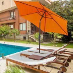 FREE DELIVERY - BRAND NEW PATIO UMBRELLA PARASOL SUN SHADE GARDEN ALUMINIUM ORANGE 2.7M