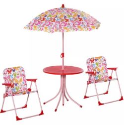 FREE DELIVERY - BRAND NEW KIDS FOLDING PICNIC TABLE CHAIR SET BUTTERFLY PATTERN OUTDOOR PARASOL