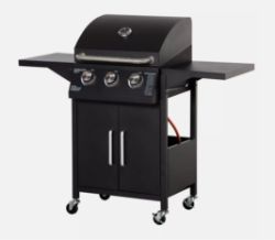 FREE DELIVERY - BRAND NEW 3 BURNER GAS GRILL PORTABLE BBQ TROLLEY W/ 4 WHEELS AND SIDE SHELVES