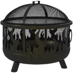 FREE DELIVERY - BRAND NEW 61.5CM 2-IN-1 OUTDOOR FIRE PIT & FIREWOOD BBQ GARDEN COOKER HEATER