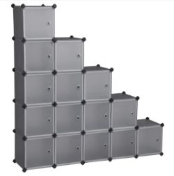 FREE DELIVERY - BRAND NEW 15-CUBE DIY STORAGE ORGANISER UNIT, PLASTIC CLOSET CABINET
