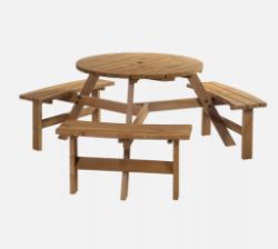 FREE DELIVERY - BRAND NEW 6 PERSON FIR WOOD PARASOL TABLE BENCH SET OUTDOOR GARDEN PATIO DINING