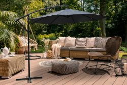 FREE DELIVERY - 3M CANTILEVER GARDEN PARASOL - GREY (GIT-00205)
