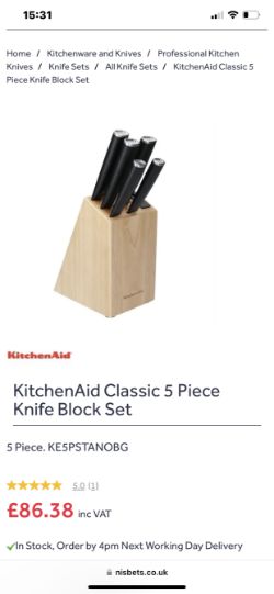 50 X 5 PIECE KITCHEN AID KNIVE SET (NO BLOCK INCLUDED)