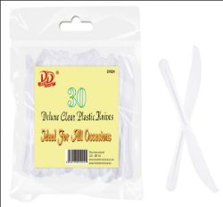 600 X 30PC DELUXE CLEAR PLASTIC KNIVES
