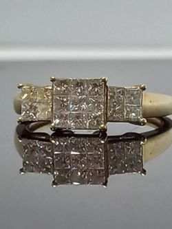 0.75CT DIAMOND DRESS RING/9CT YELLOW GOLD/SIZE M