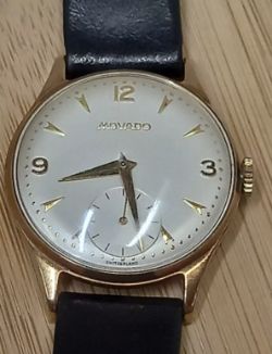 17 JEWELS 9 CARAT SOLID GOLD CASE SWISS MADE MOVADO WIND UP VINTAGE MEN'S WATCH