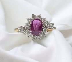 PINK SAPPHIRE 1.00CT & 0.76CT DIAMOND DRESS/COCKTAIL RING 18CT YELLOW GOLD + VALUATION CERT OF £3250