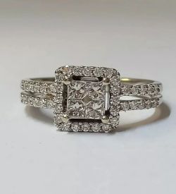 0.53CT DIAMOND ENGAGEMENT/DRESS RING/18CT WHITE GOLD SIZE L