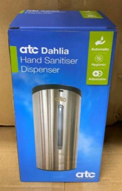 10 X ATC DAHLIA STAINLESS STEEL WALL MOUNTABLE AUTOMATIC UNIVERSAL HAND LIQUID DISPENSERS - RRP £620