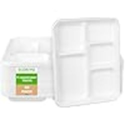 500 X 5 COMPARTMENT FOOD TRAYS DISPOSABLE SUGARCANE PLATES