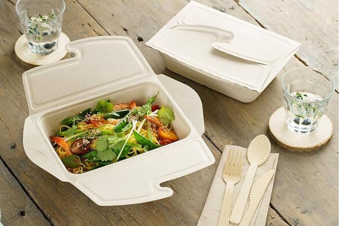 400 MEAL BOXES, BIODEGRADABLE TAKEAWAY DISPOSABLE FOOD CONTAINERS 1000ML, FREEZER-FRIENDLY - Image 3 of 4
