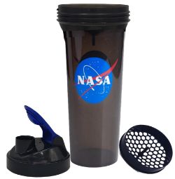 24 X LARGE 800ML PROTEIN SHAKER BOTTLES NASA MEATBALL LOGO (BRAND SMARTSHAKE)