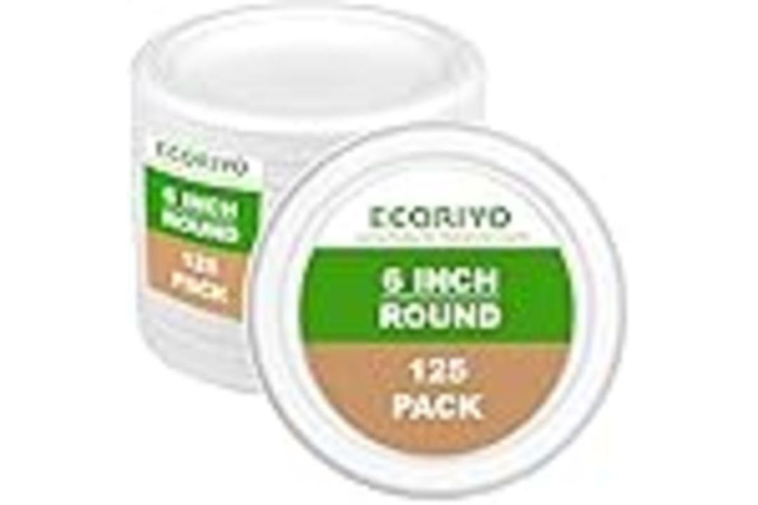 1000 6-INCH ROUND DISPOSABLE PLATES BAGASSE SUGARCANE BIODEGRADABLE ECO FRIENDLY MICROWAVE-SAFE - Image 1 of 5