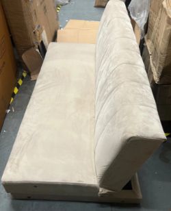 BEIGE VELVET 3 SEATER SOFA BED SLEEPS TWO PEOPLE