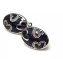 CERAMIC & DIAMOND EARRINGS GREY/925 SILVER