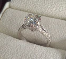 3.32 + 0.24 CARAT NATURAL ROUND CUT DIAMOND ENGAGEMENT RING IN 18K WHITE GOLD