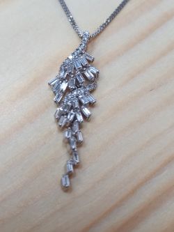 BAGUETTE & ROUND CUT DIAMOND CASCADE NECKLACE IN 18CT WHITE GOLD GIFT BOX+CERT OF £6,500