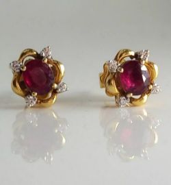 RUBY & DIAMOND EARRINGS 18CT YELLOW GOLD