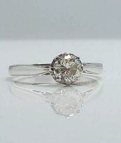 0.65CT DIAMOND RING 18CT WHITE GOLD SIZE L1/2
