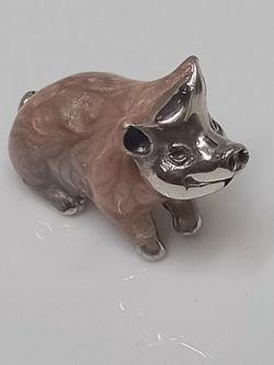 SATURNO STERLING SILVER WITH ENAMEL PIG