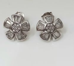 SILVER 925 CLUSTER EARRINGS CUBIC ZIRCONIA