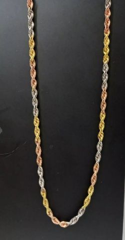 3 TONE 9CT GOLD ROPE CHAIN 18