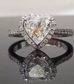 1.50 HEART SHAPED DIAMOND 0.33 DIAMOND SHOULDER ENGAGEMENT RING 18CT WHITE GOLD