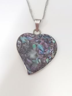 ABALONE HEART SILVER PENDANT & 16