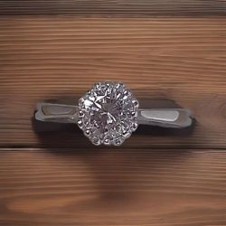 9CT WHITE GOLD CUBIC ZIRCONIA ENGAGEMENT RING/SIZE O 1/2