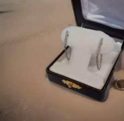 SILVER CUBIC ZIRCONIA DANGLING EARRINGS