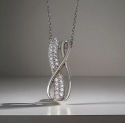 CUBIC ZIRCONIA SILVER 925 PENDANT & CHAIN