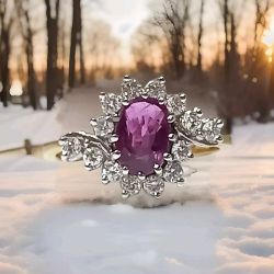 PINK SAPPHIRE 1.00CT & 0.76CT DIAMOND DRESS/COCKTAIL RING 18CT YELLOW GOLD + VALUATION CERT OF £3250