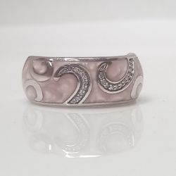 CERAMIC & 0.10CT DIAMOND RING PINK /STERLING SILVER/SIZE M