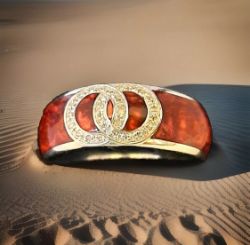 CERAMIC & 0.10CT DIAMOND RING/ BRONZE /STERLING SILVER