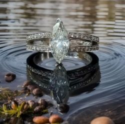1.41CT MARQUEE DIAMOND ENGAGEMENT RING /DRESS/COCKTAIL + GIFT BOX + VALUATION CERTIFICATE OF £6995
