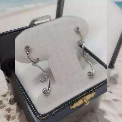 0.14CT DIAMOND DROP EARRINGS 9CT WHITE GOLD